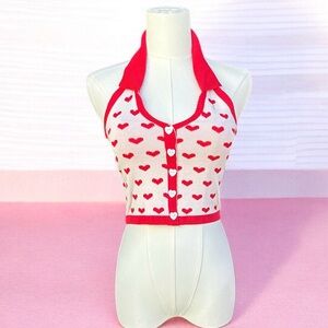 Heart Patterned Halter Top